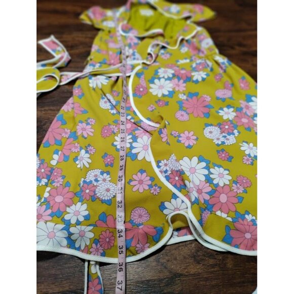 Modcloth Festival Flowers Daytime Dapper Dandelion Floral Print 60s Wrap Dress M - Picture 10 of 10